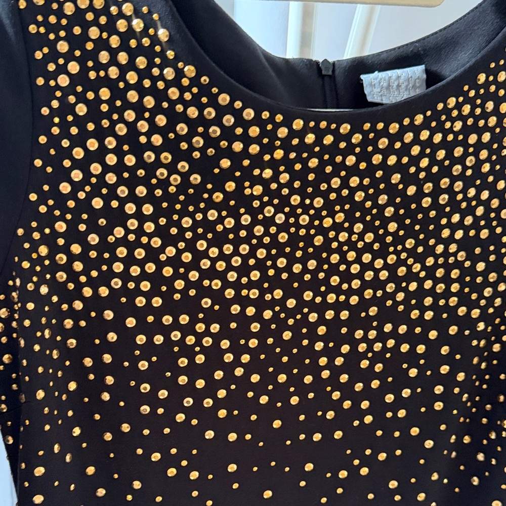 Rabbit Rabbit Rabbit Black Long Sleeve Dress with Gold Stud Embellishments